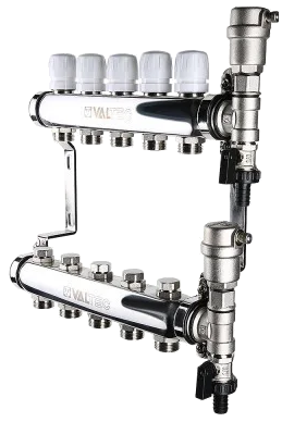 Регулирующие вентили на гребенках радиаторной системы отопления